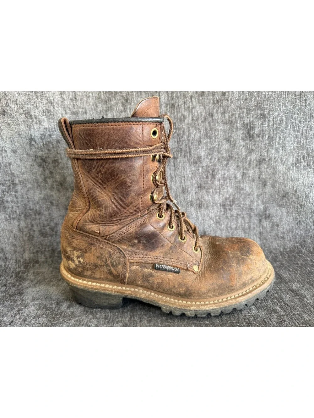 Carolina CA9821 Mens Size 8 Waterproof Logger Work Boots Brown Leather
